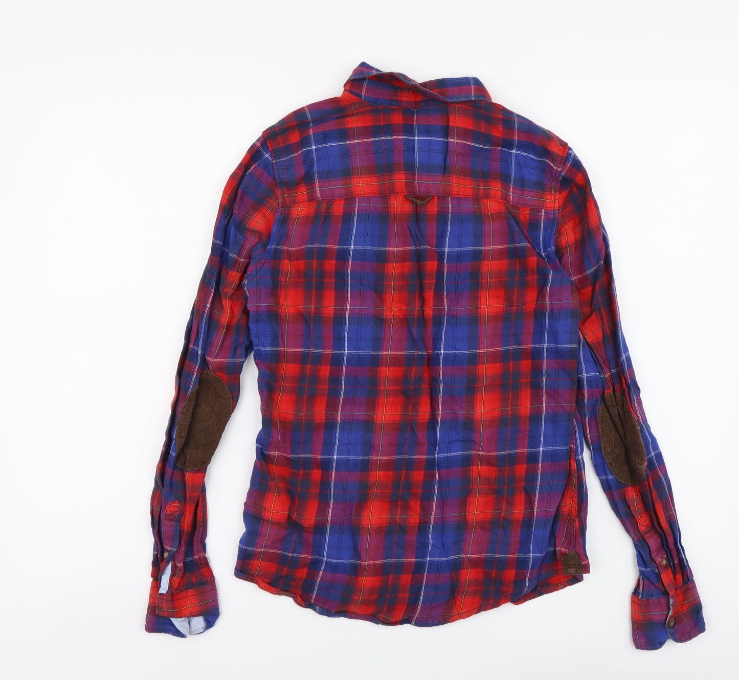 H&M Womens Blue Plaid Cotton Basic Button-Up Size S Collared