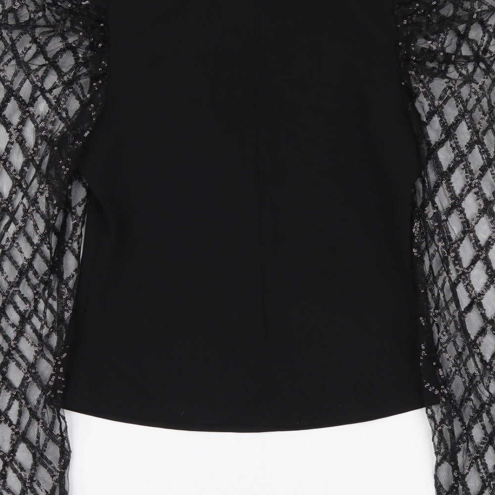 SheIn Womens Black Polyester Basic Blouse Size M High Neck