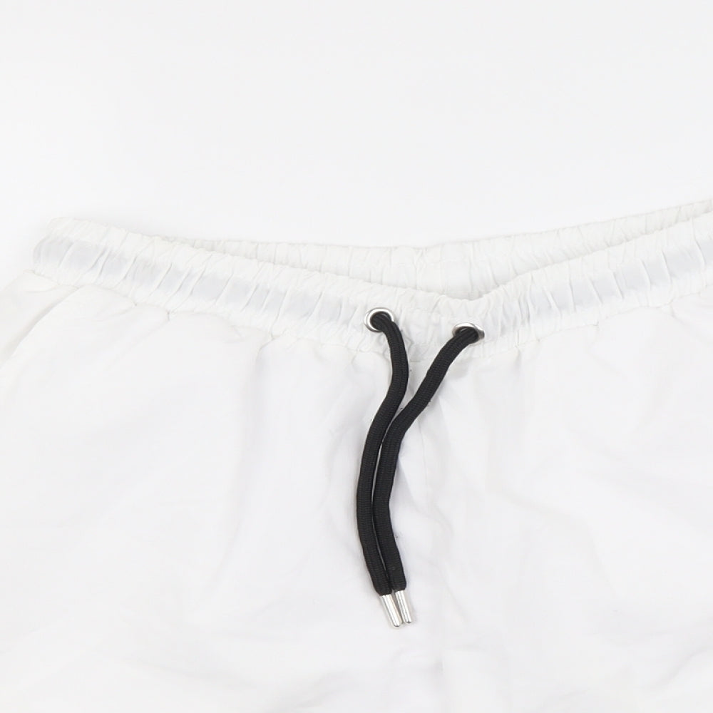 Boohoo Mens White Polyester Sweat Shorts Size S L6 in Regular Drawstring - Swimming shorts