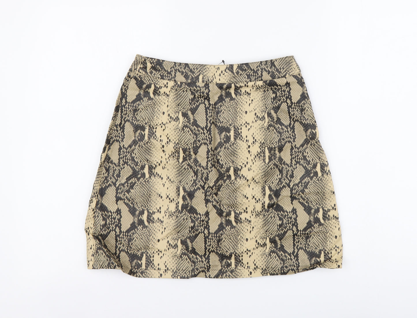 Primark Womens Beige Animal Print Polyurethane Mini Skirt Size 8 Zip - Snake pattern