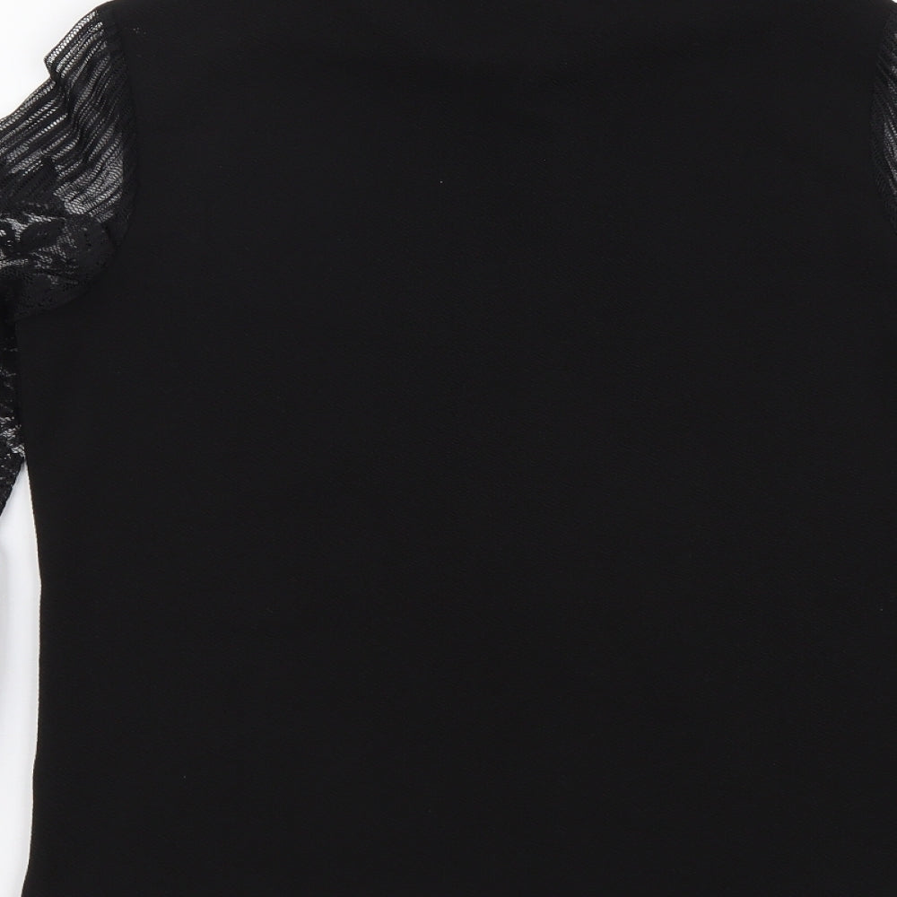 SheIn Womens Black Polyester Basic Blouse Size S High Neck