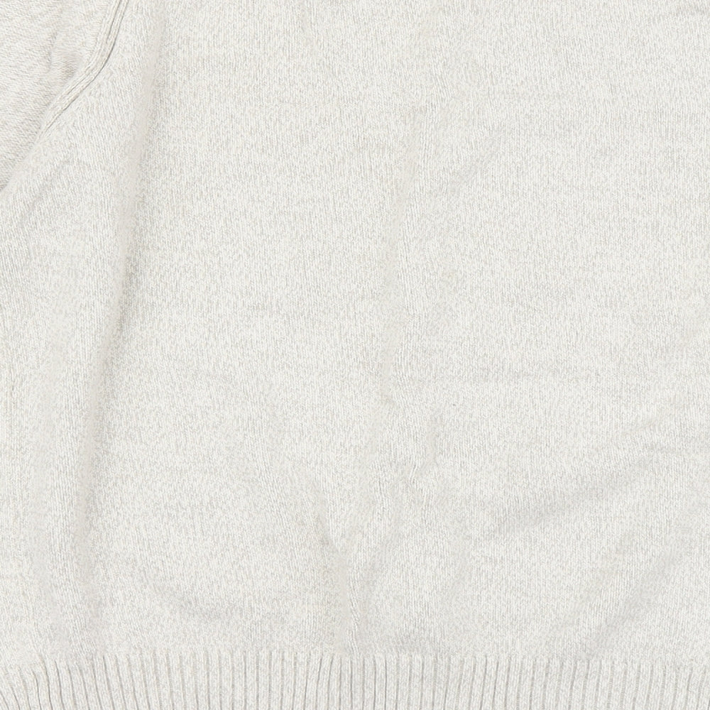 Boston Crew Mens Beige Round Neck Cotton Henley Jumper Size M
