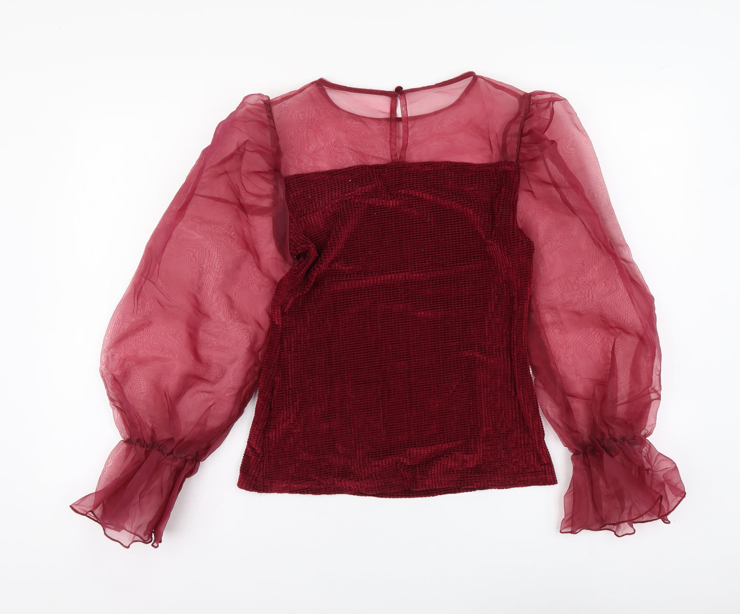 SheIn Womens Red Polyester Basic Blouse Size S High Neck