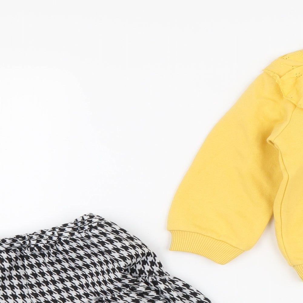 F&F Girls Yellow Herringbone Cotton Skirt Outfit/Set Size 2-3 Years Pullover
