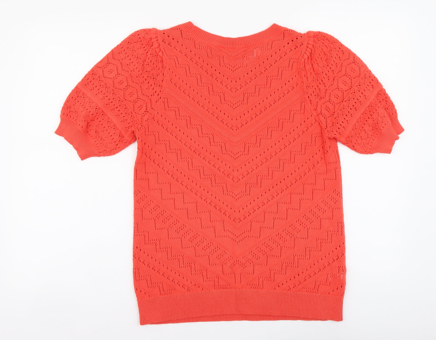 LOFT Womens Orange Round Neck Cotton Pullover Jumper Size S