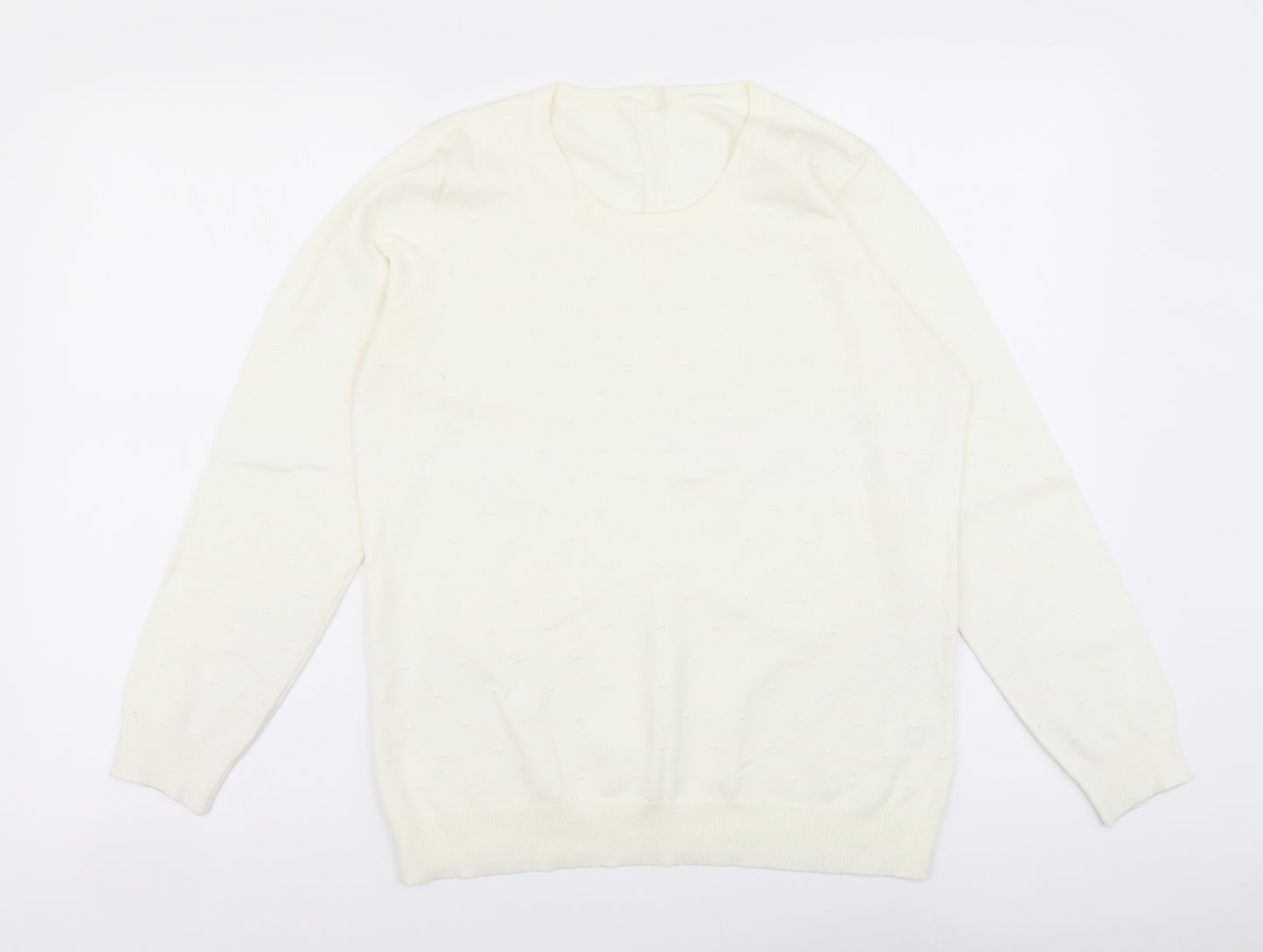 SheIn Womens Ivory Round Neck Viscose Pullover Jumper Size S