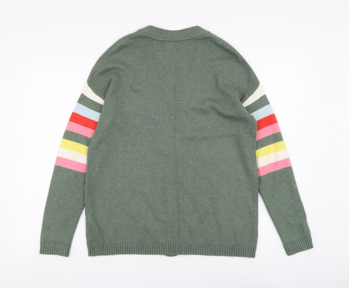Boden Womens Grey V-Neck Striped Viscose Cardigan Jumper Size 12