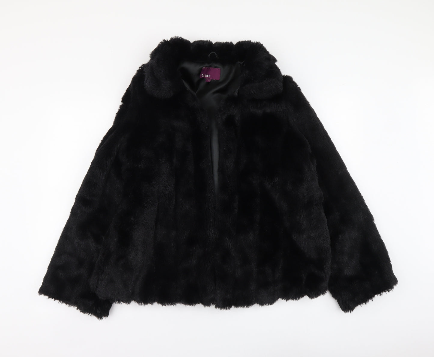 TRUE Womens Black Jacket Size 18 Button