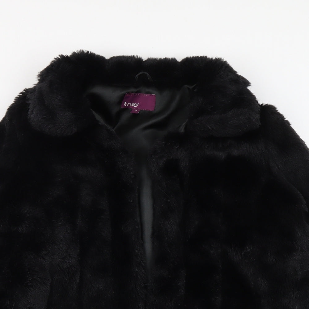 TRUE Womens Black Jacket Size 18 Button
