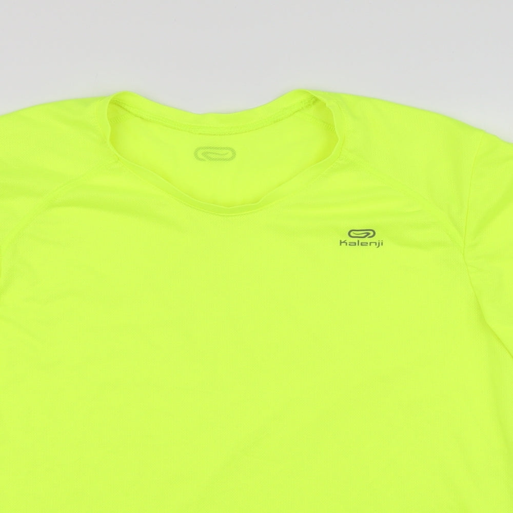 Kalenji Mens Yellow Polyester Basic T-Shirt Size S Round Neck Pullover