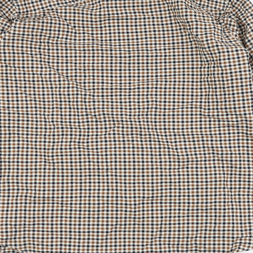 NEXT Mens Brown Check Cotton Button-Up Size XL Collared Button