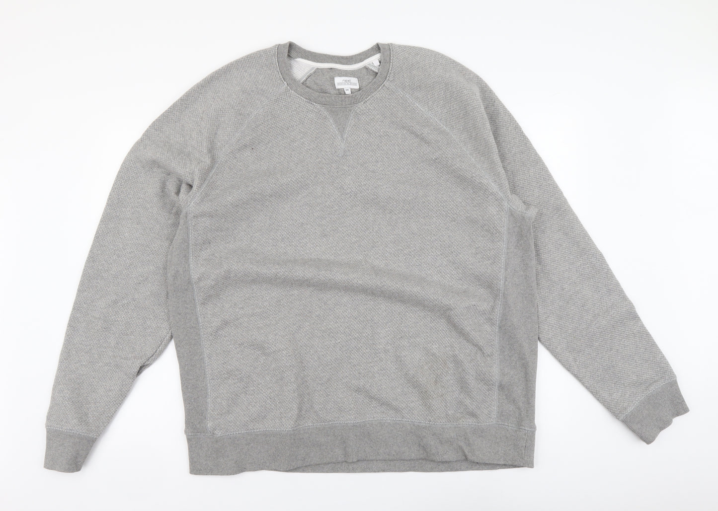NEXT Mens Grey Cotton Henley Sweatshirt Size 2XL