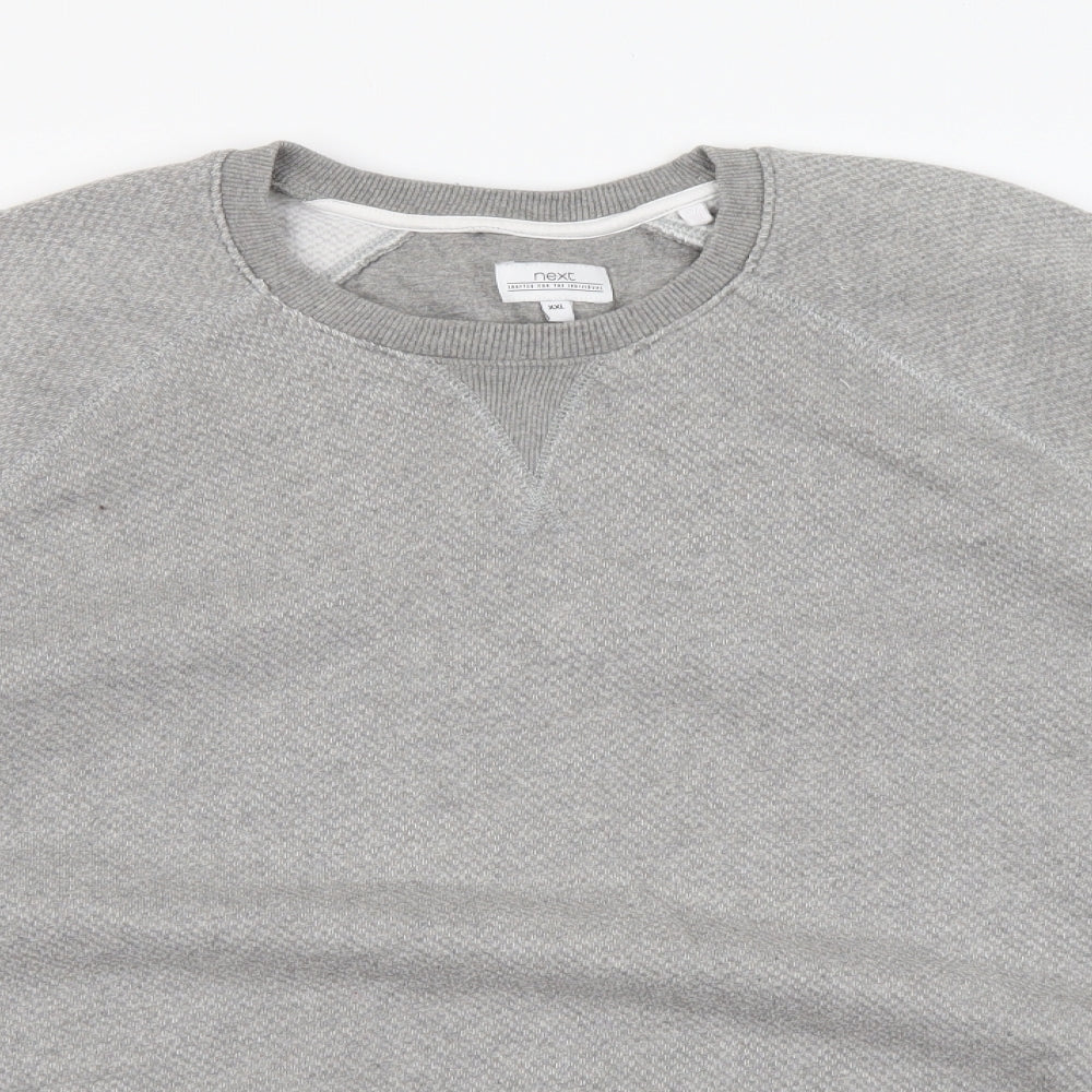 NEXT Mens Grey Cotton Henley Sweatshirt Size 2XL