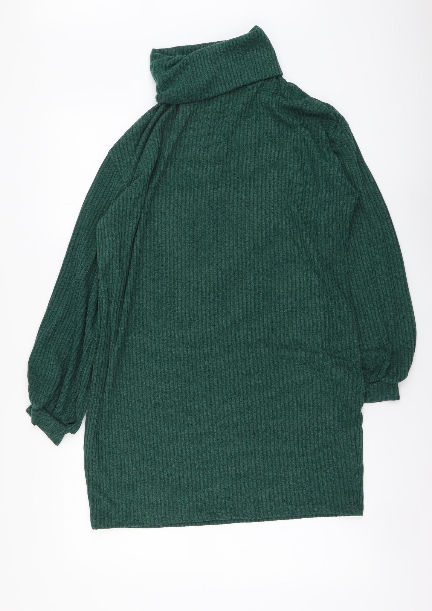 SheIn Womens Green Roll Neck Polyester Tunic Jumper Size S