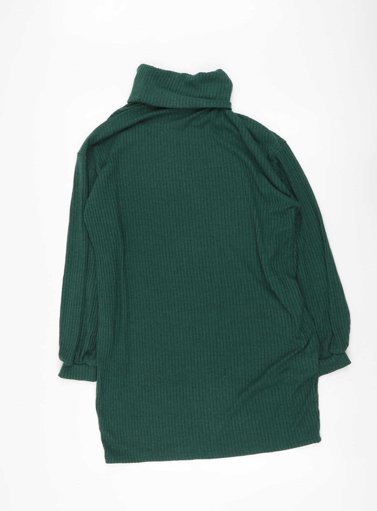 SheIn Womens Green Roll Neck Polyester Tunic Jumper Size S