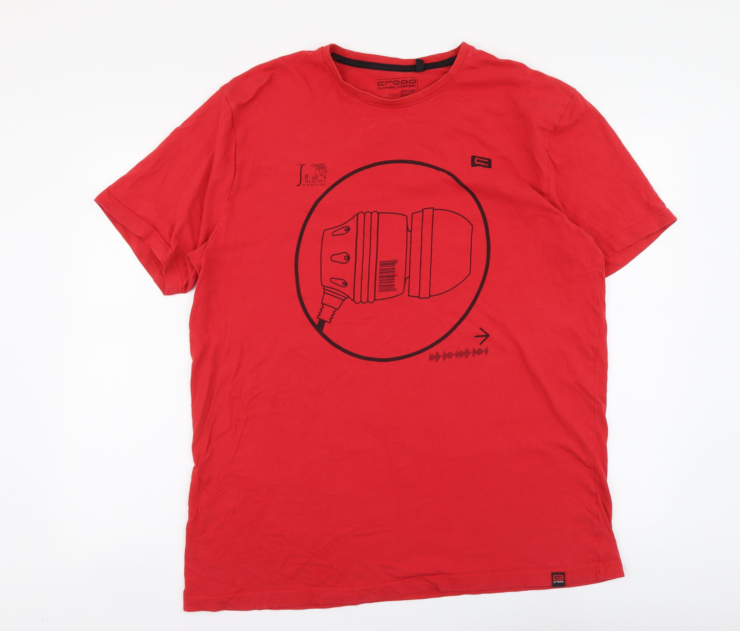 Corpp Mens Red Cotton T-Shirt Size 2XL Round Neck