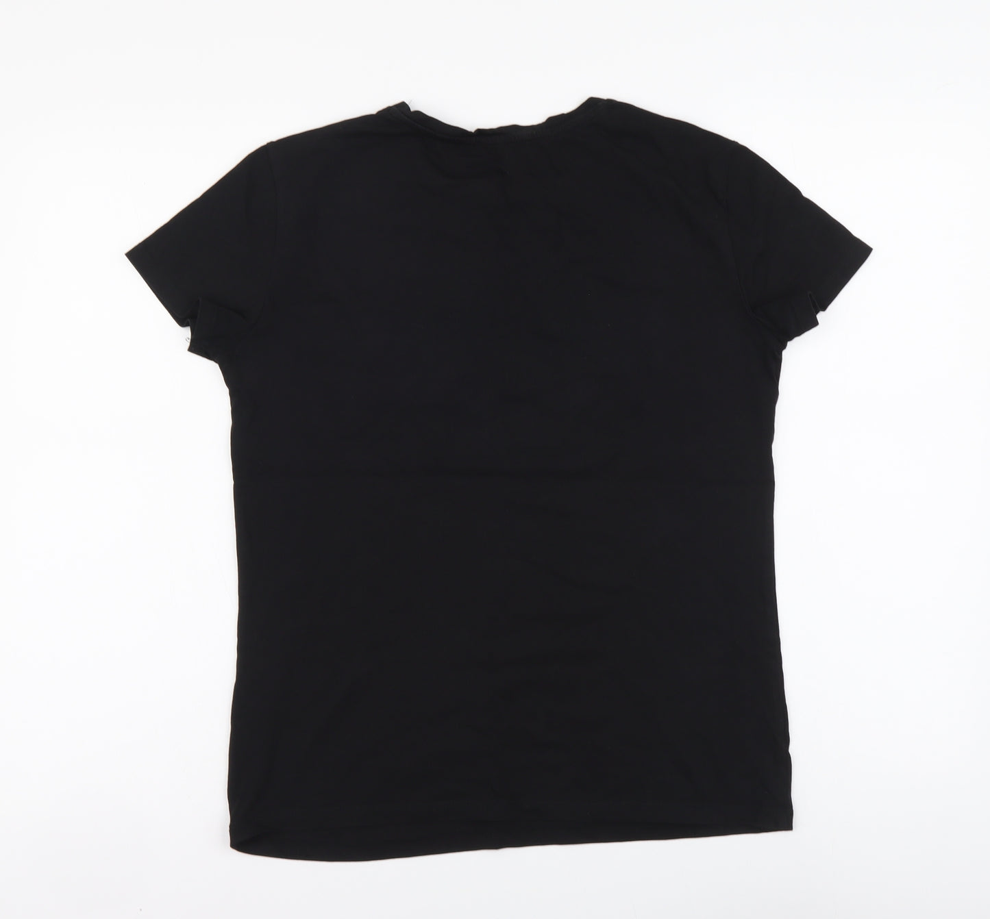 Papaya Womens Black Cotton Basic T-Shirt Size 8 Round Neck - Love