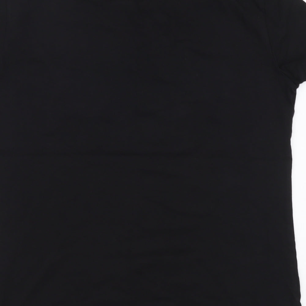 Papaya Womens Black Cotton Basic T-Shirt Size 8 Round Neck - Love