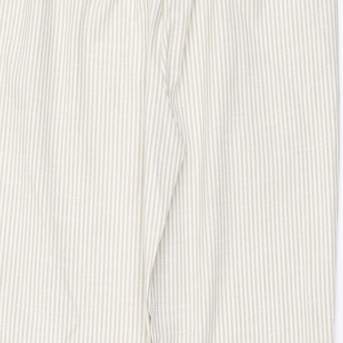 Stradivarius Womens Beige Striped Viscose Chino Trousers Size S L24 in Regular Drawstring