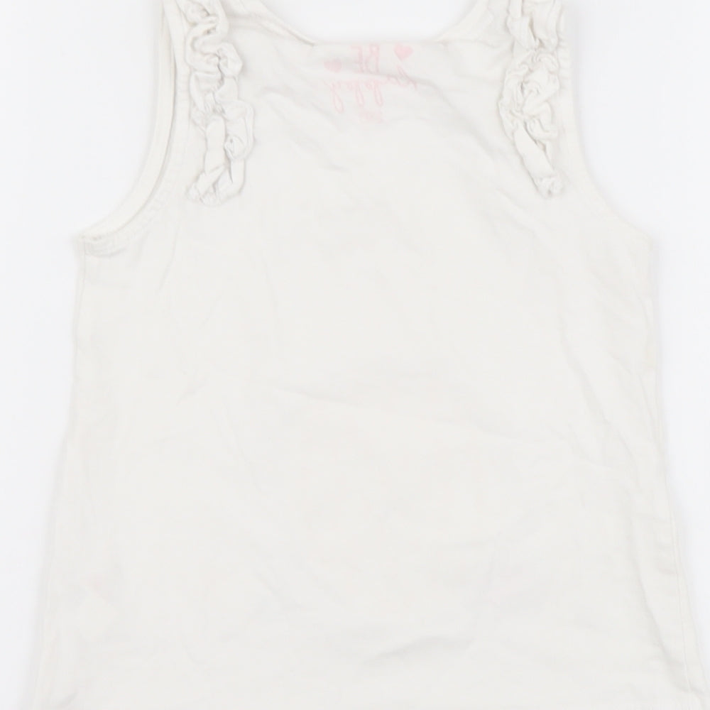 F&F Girls White Cotton Basic Tank Size 4-5 Years Round Neck Pullover - Pineapple