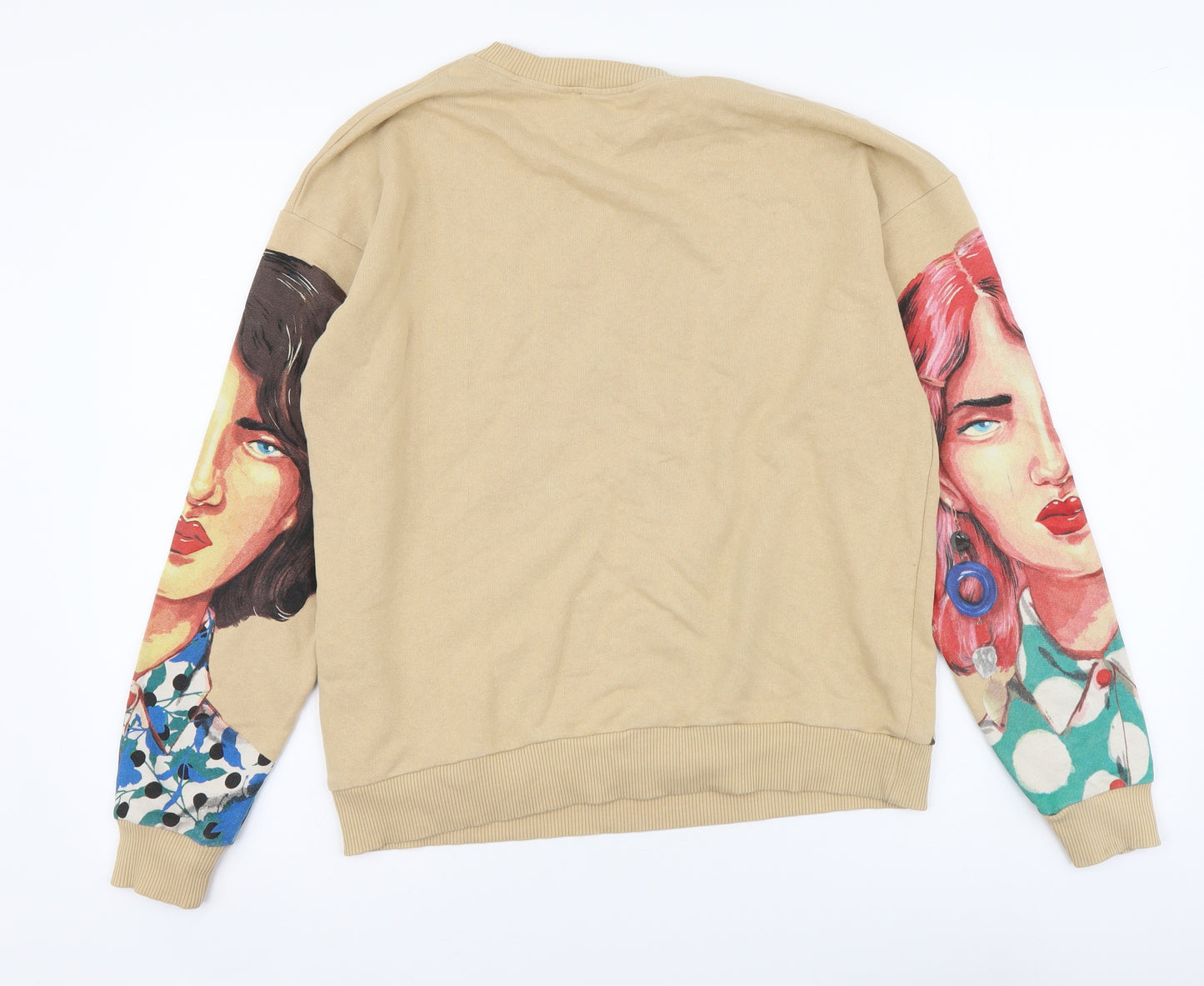 Zara Womens Beige Cotton Pullover Sweatshirt Size S Pullover