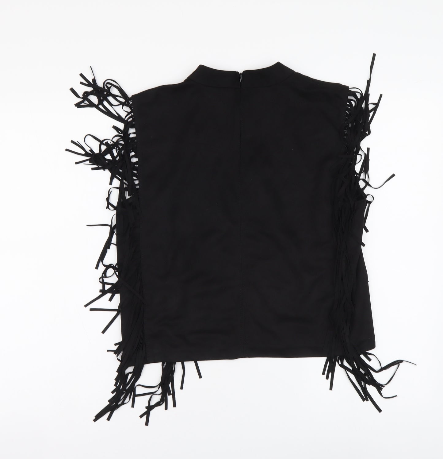 Zara Womens Black Polyester Basic Blouse Size L High Neck