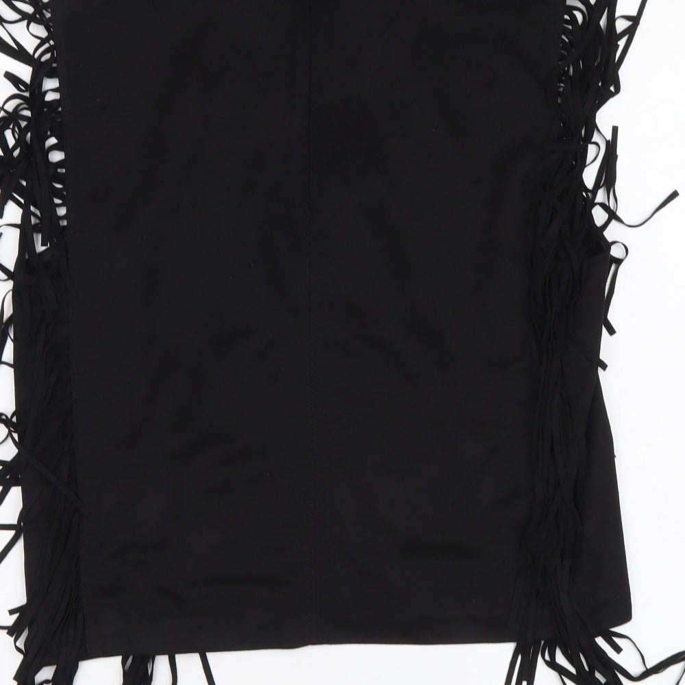 Zara Womens Black Polyester Basic Blouse Size L High Neck