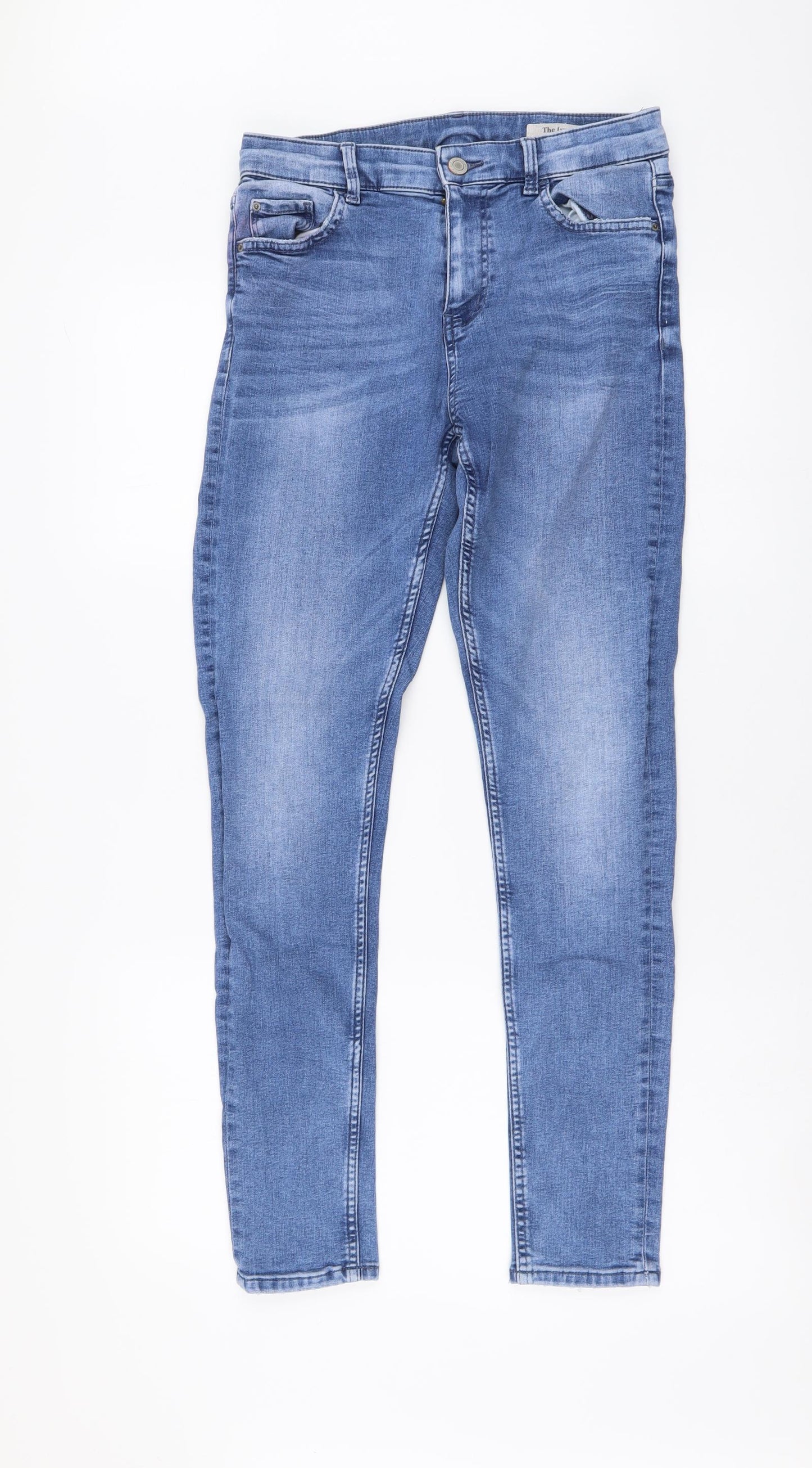 Marks and Spencer Womens Blue Cotton Skinny Jeans Size 10 L29 in Regular Button