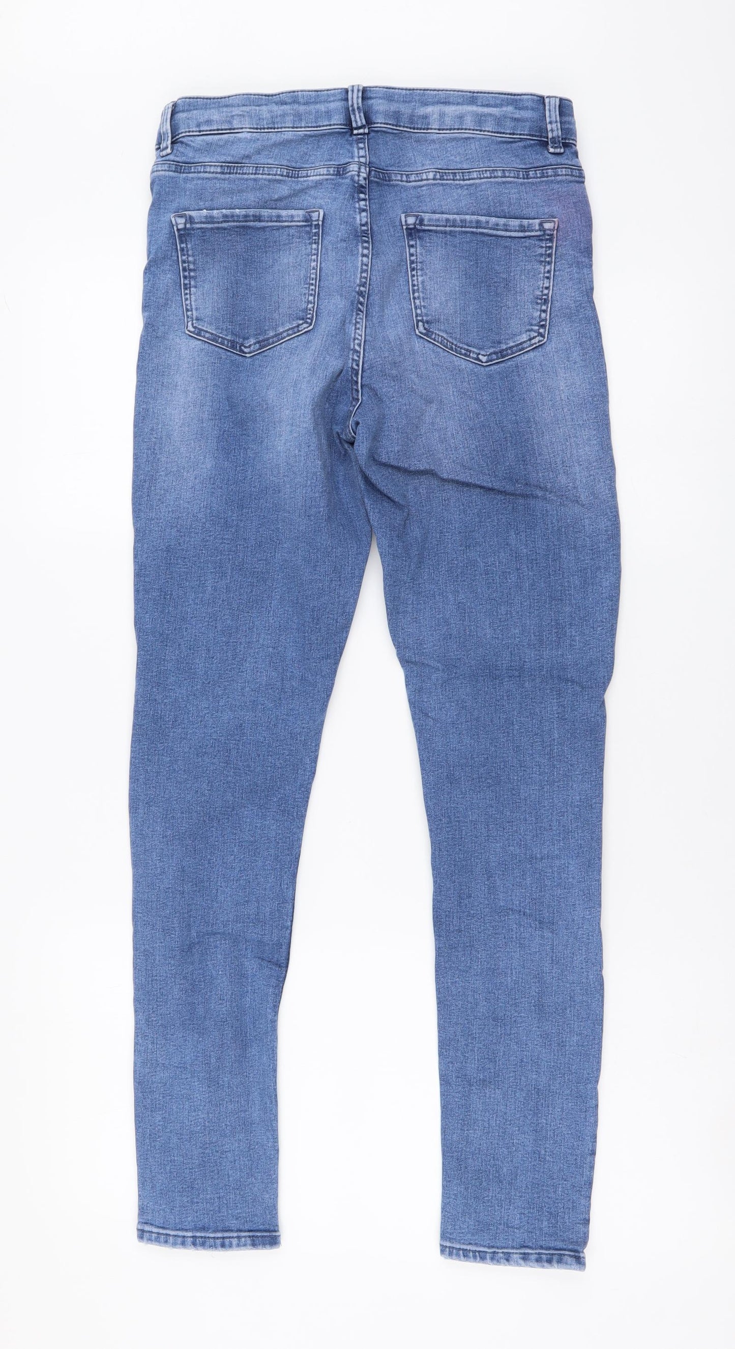Marks and Spencer Womens Blue Cotton Skinny Jeans Size 10 L29 in Regular Button