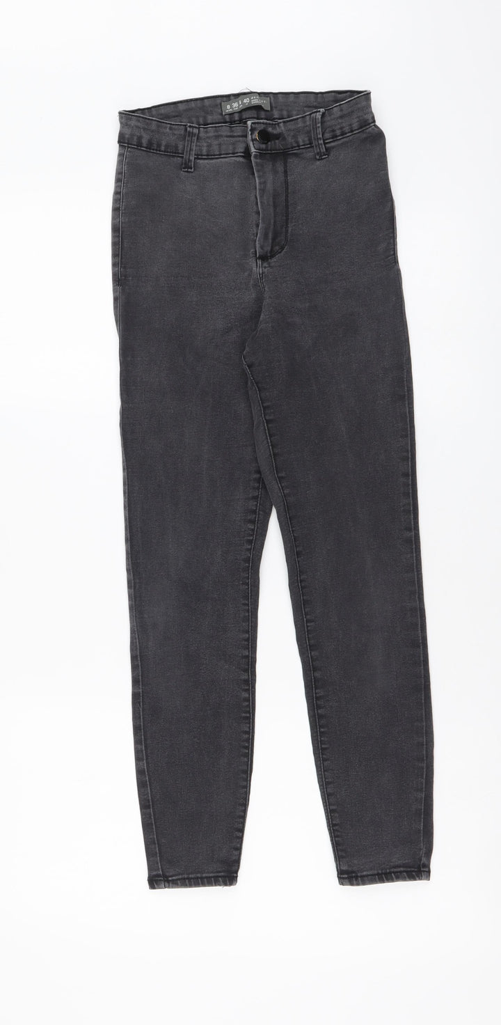 Denim & Co. Womens Grey Cotton Skinny Jeans Size 8 L25 in Regular Button