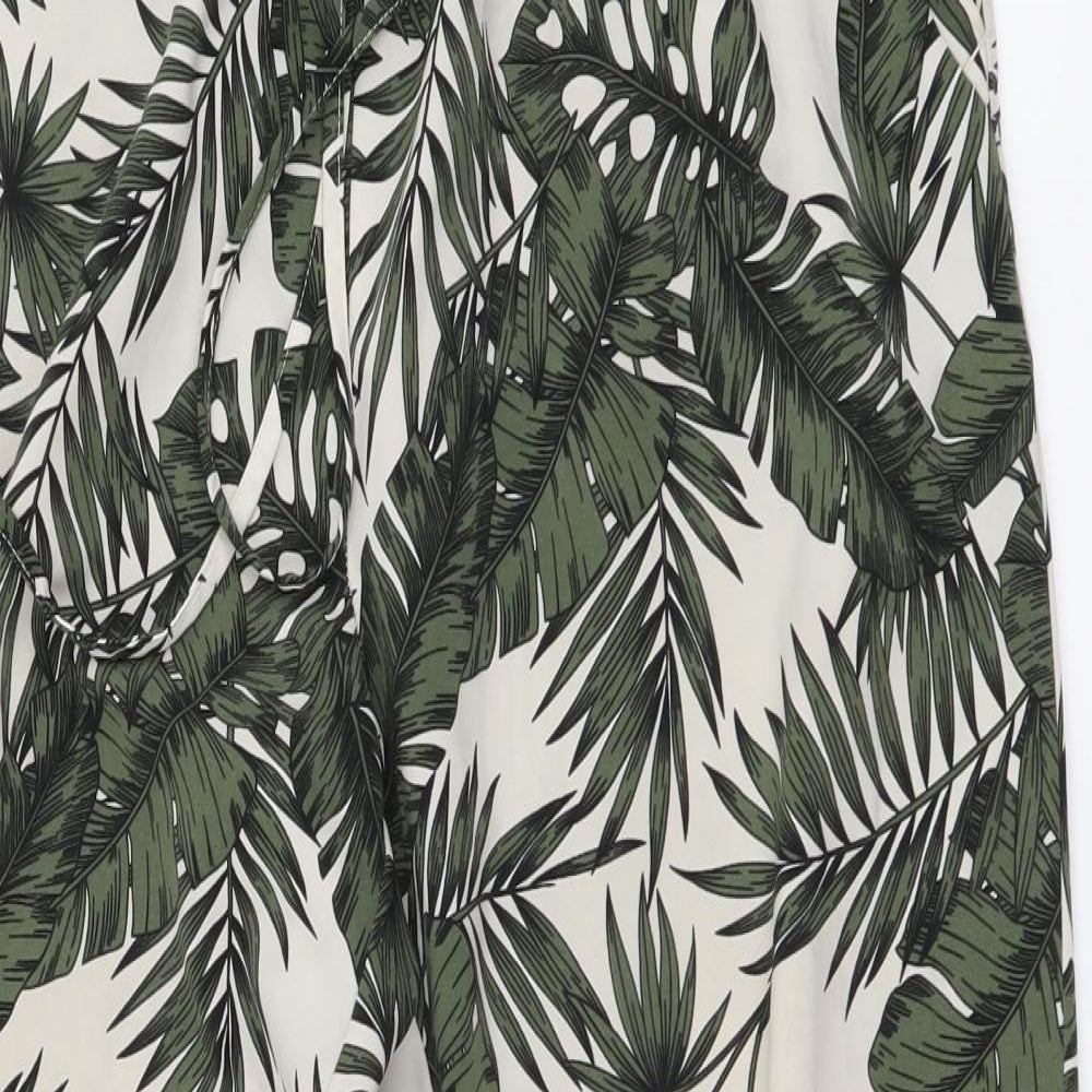 One Womens Green Floral Polyester Jogger Trousers Size L L26 in Regular Drawstring