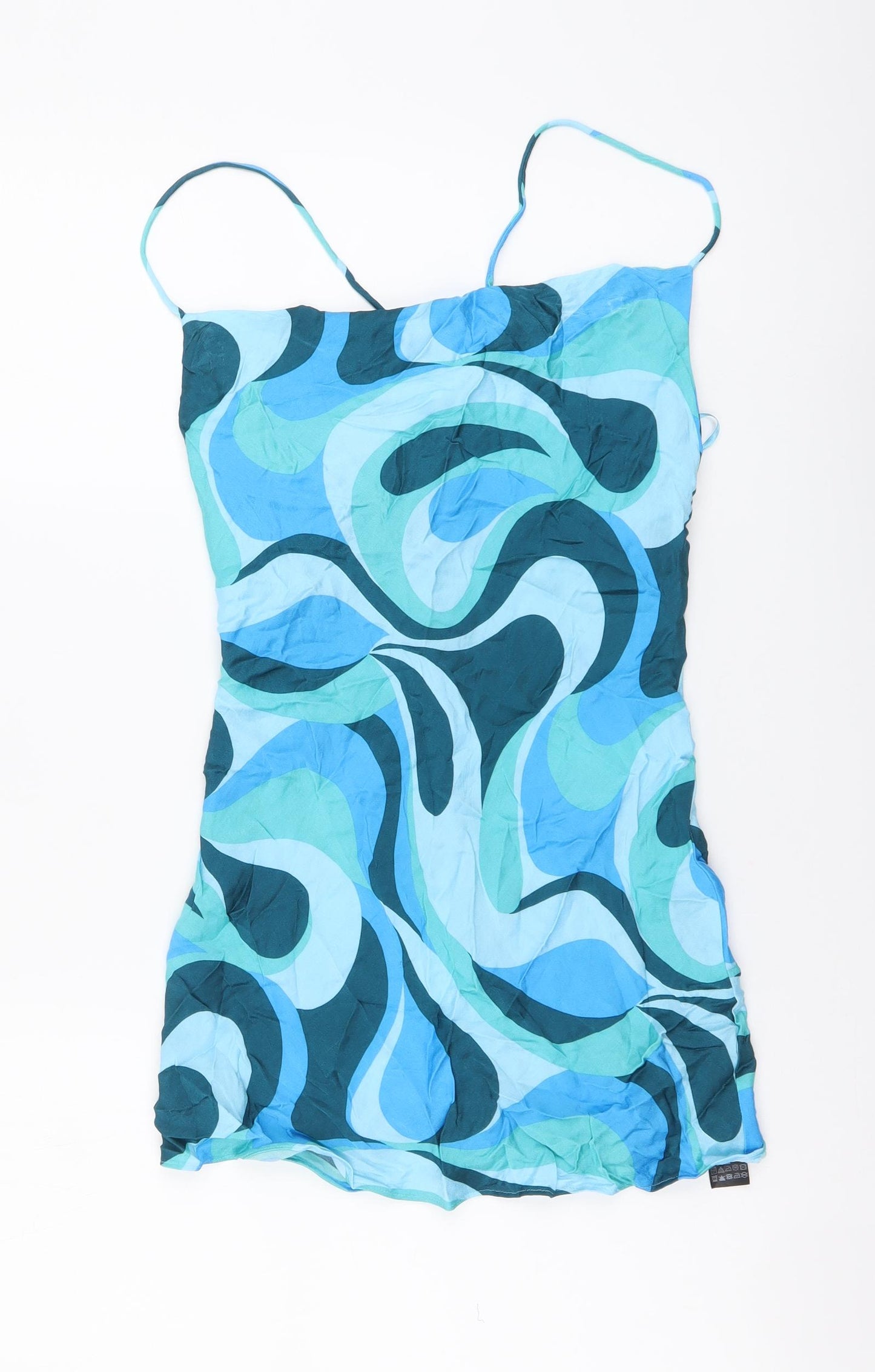 Zara Womens Blue Geometric Polyester Camisole Blouse Size XS Sweetheart