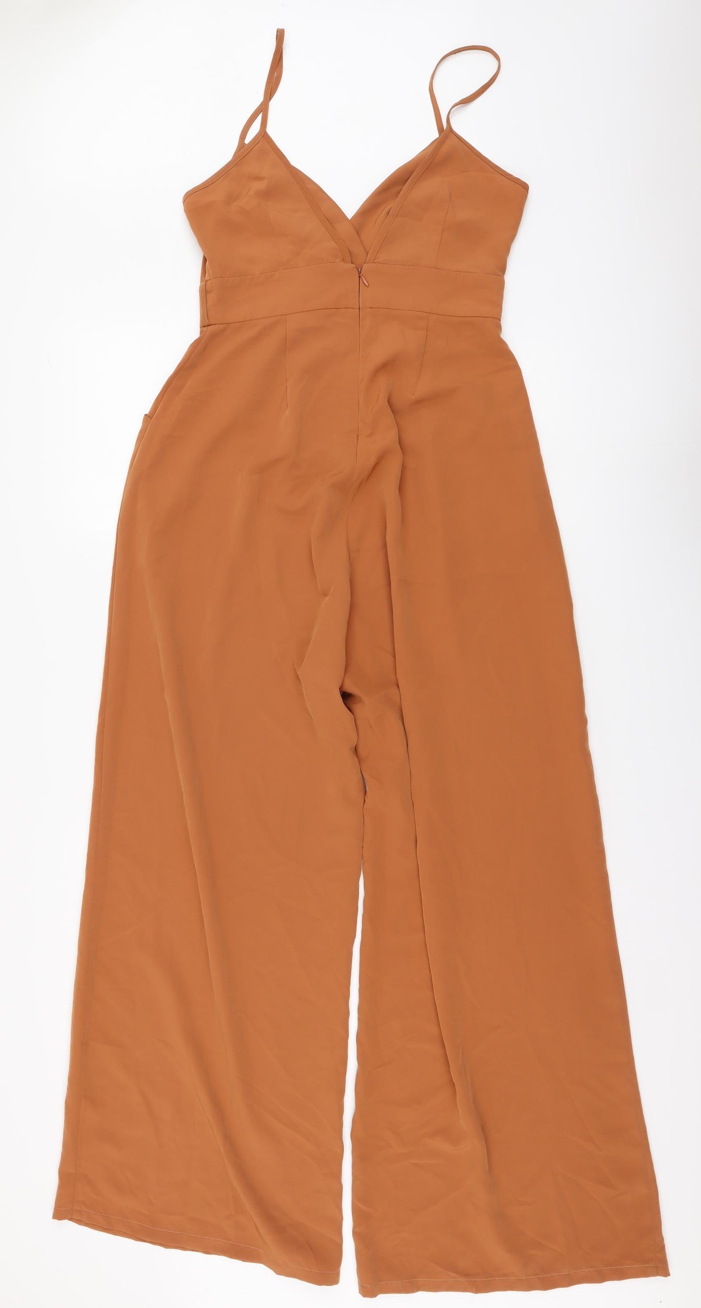 Jane Norman Womens Brown Polyester Jumpsuit One-Piece Size M Zip