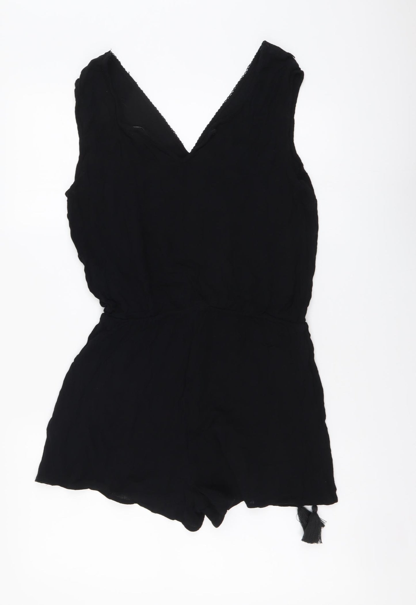 Papaya Womens Black Viscose Playsuit One-Piece Size 14 Pullover