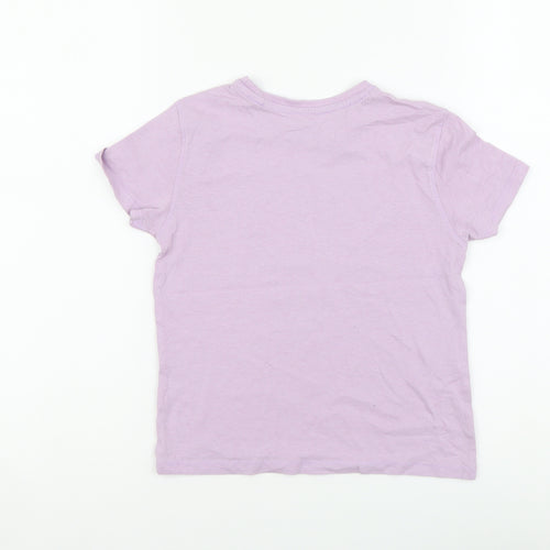 Primark Girls Purple Cotton Basic T-Shirt Size 4-5 Years Round Neck Pullover - California