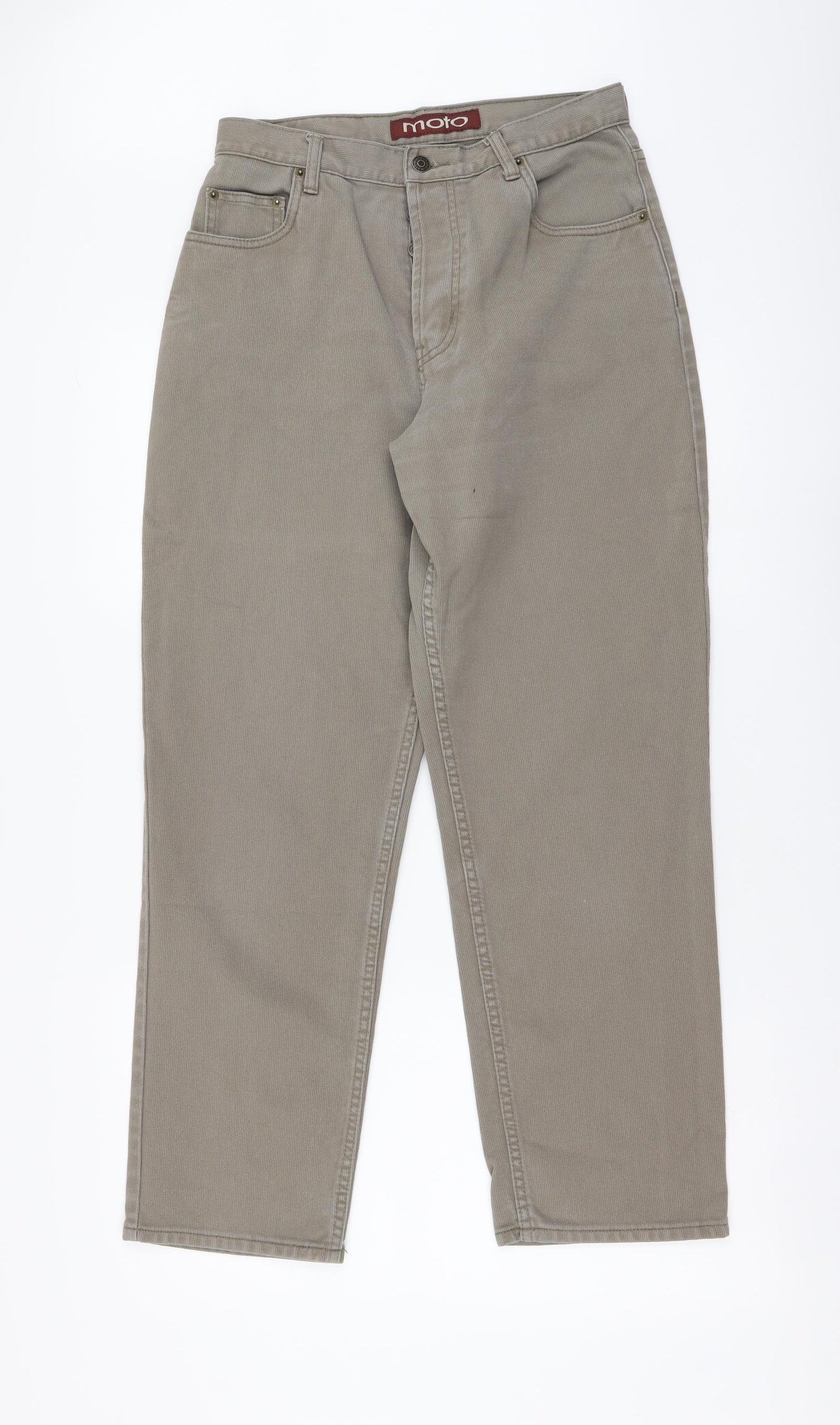 Moto Mens Beige Cotton Straight Jeans Size 30 in L29 in Regular Button