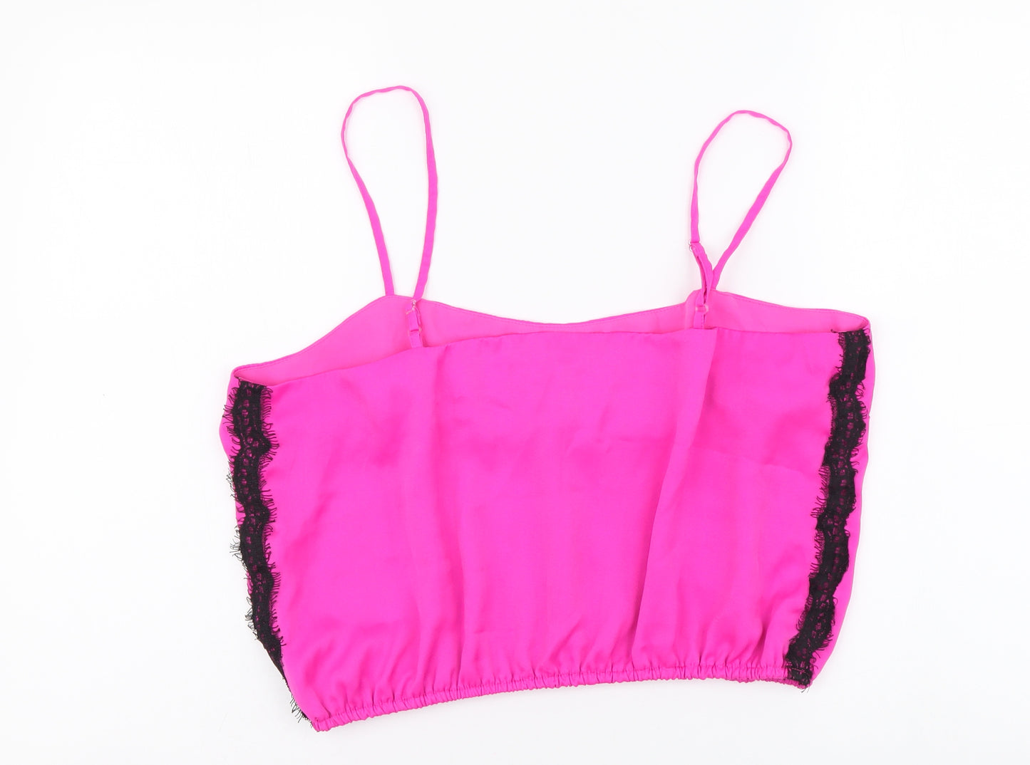 New Look Womens Pink Polyester Cropped Blouse Size 16 Round Neck