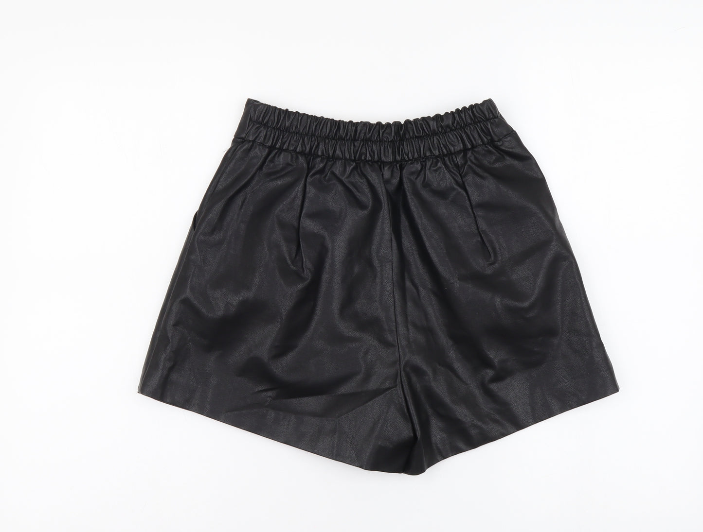 WANG Womens Black Polyester Hot Pants Shorts Size L L3 in Regular Drawstring