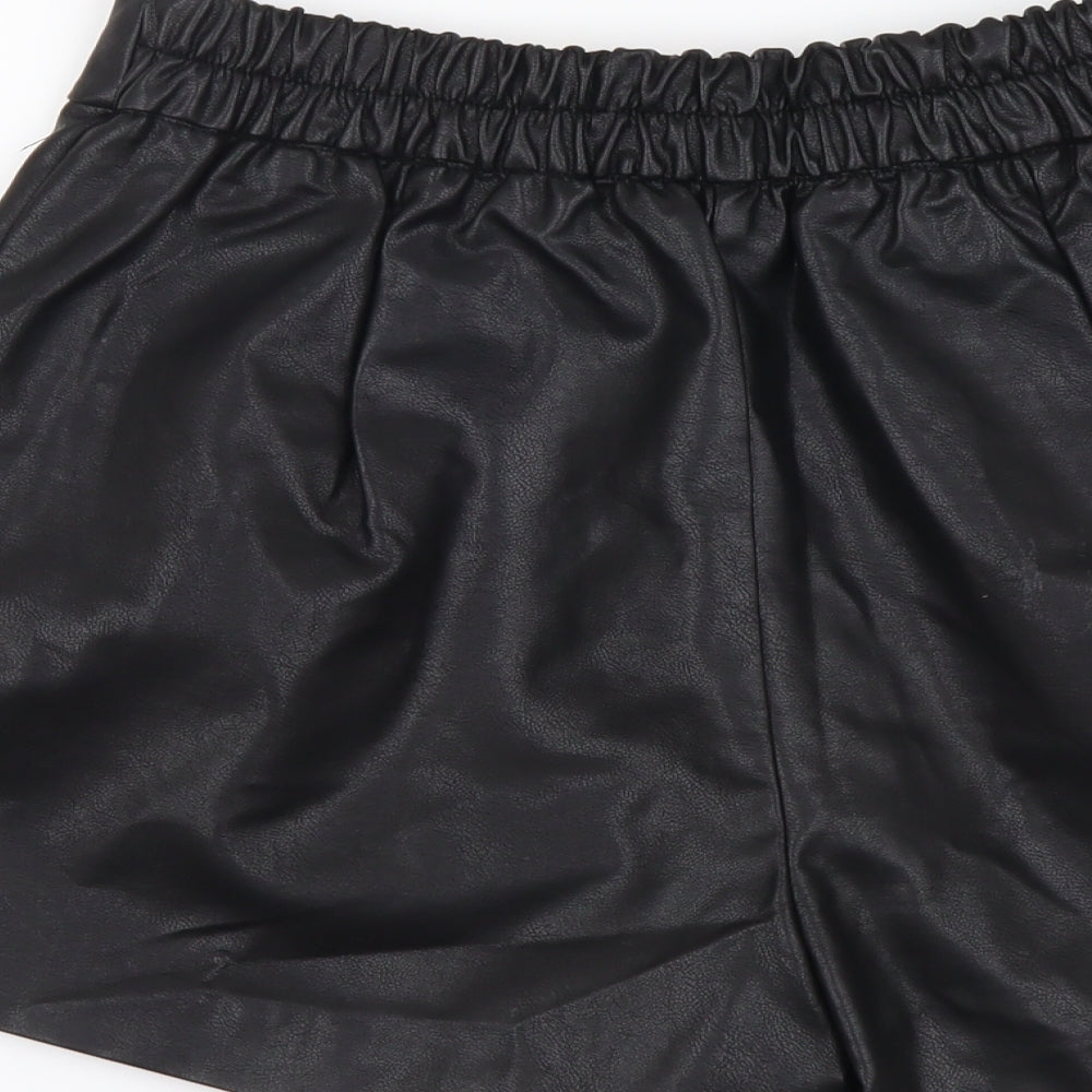 WANG Womens Black Polyester Hot Pants Shorts Size L L3 in Regular Drawstring