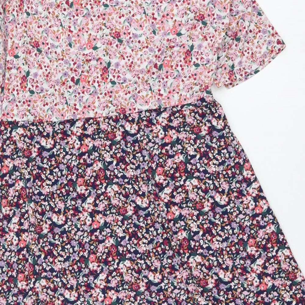 Preworn Womens Multicoloured Floral Viscose A-Line Size S V-Neck Pullover