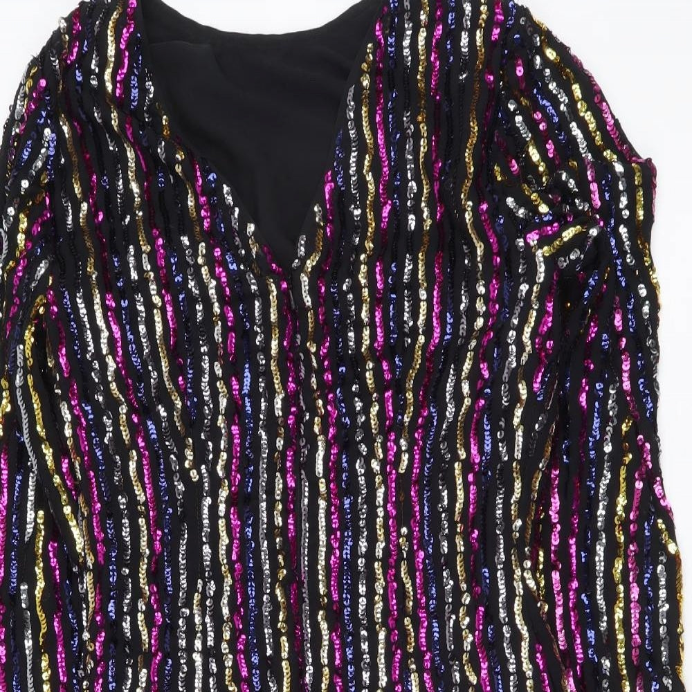 Warehouse Womens Black Polyester Mermaid Size 8 V-Neck Pullover