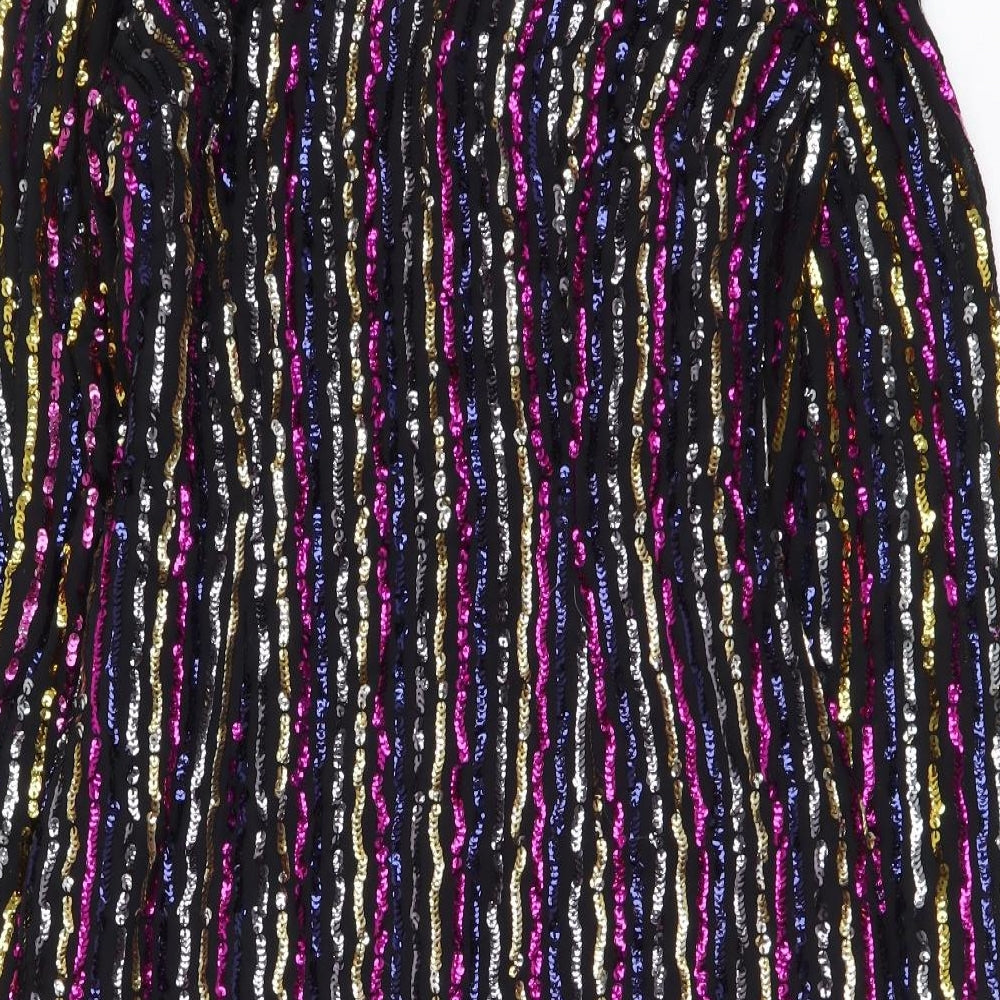 Warehouse Womens Black Polyester Mermaid Size 8 V-Neck Pullover