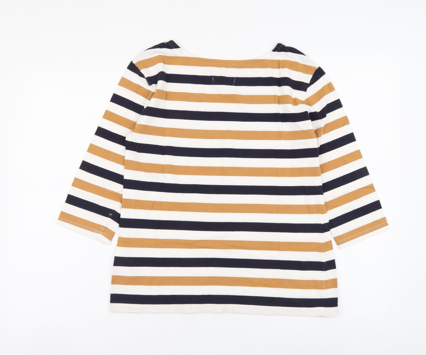 Seasalt Womens Multicoloured Striped Cotton Basic T-Shirt Size S Round Neck