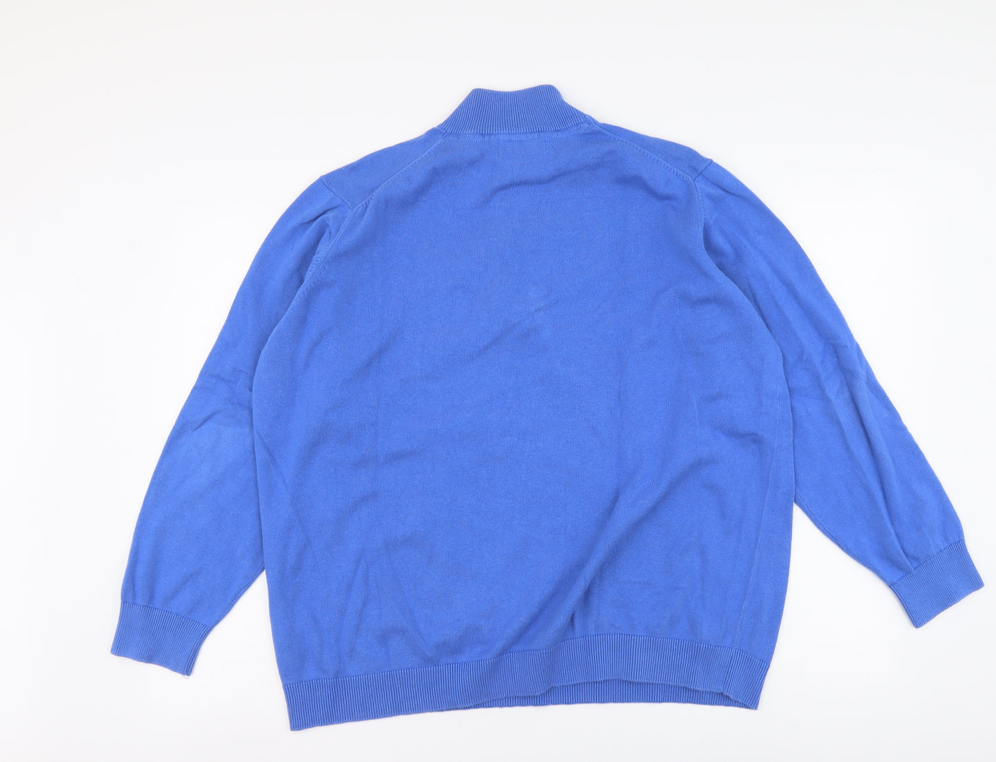 Isle Mens Blue High Neck Cotton Pullover Jumper Size 2XL
