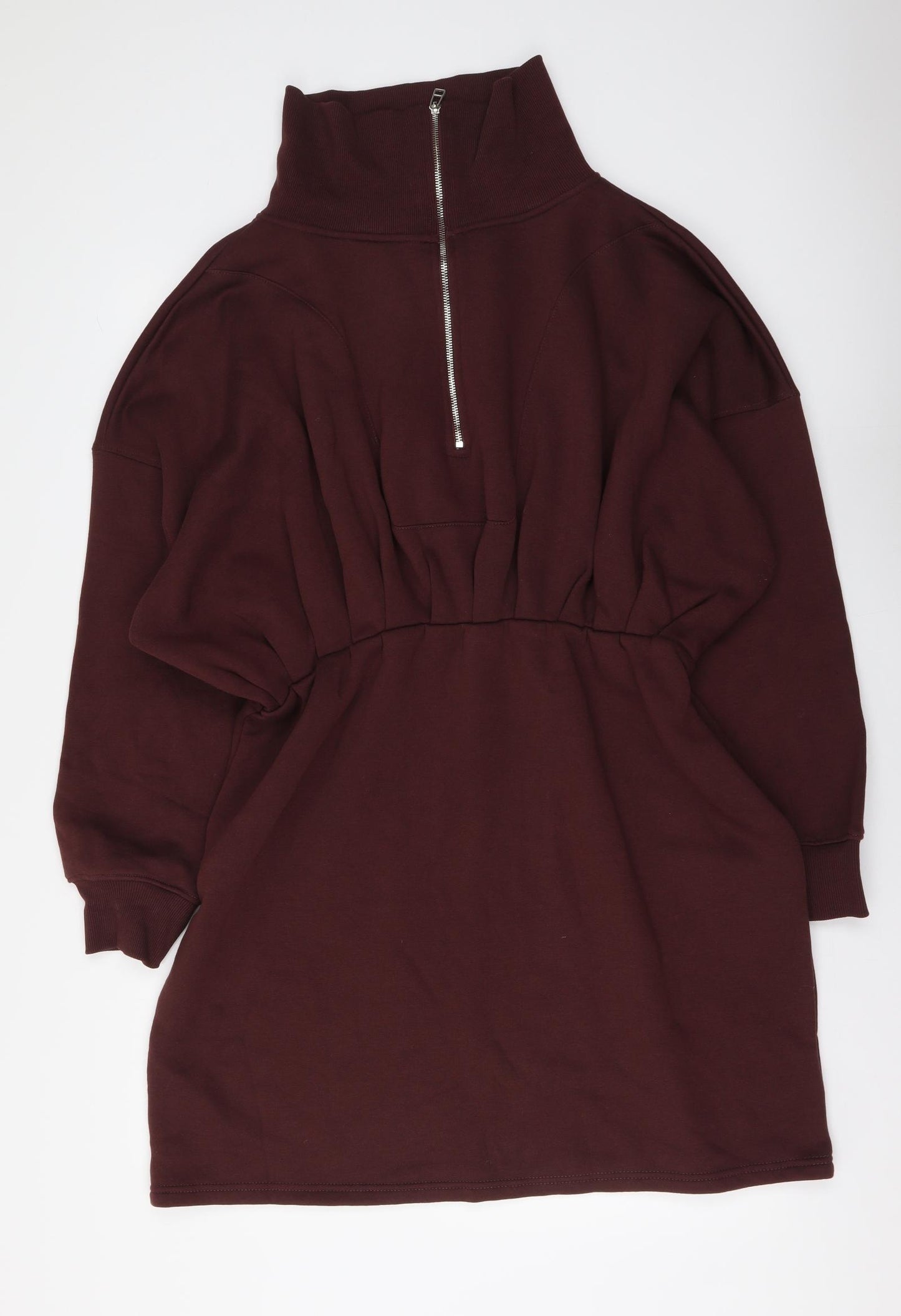 Missguided Womens Brown Polyester Mini Size 16 High Neck Zip