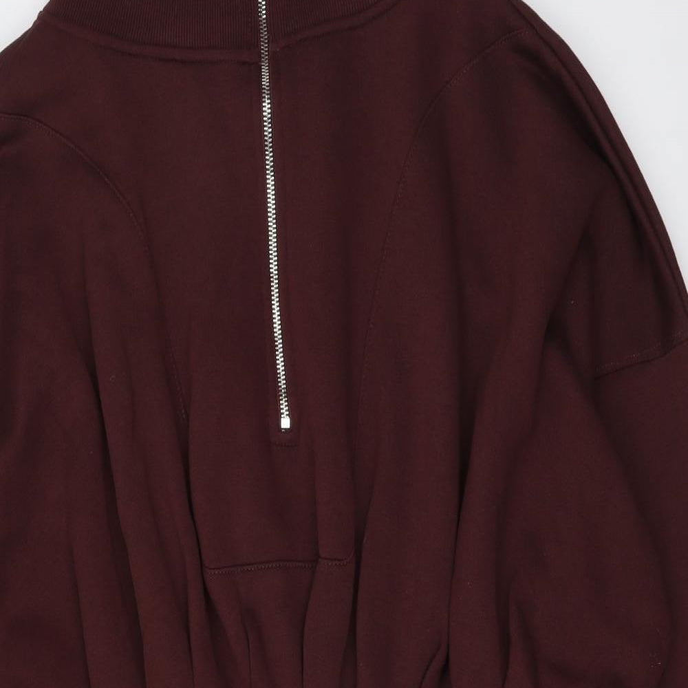 Missguided Womens Brown Polyester Mini Size 16 High Neck Zip
