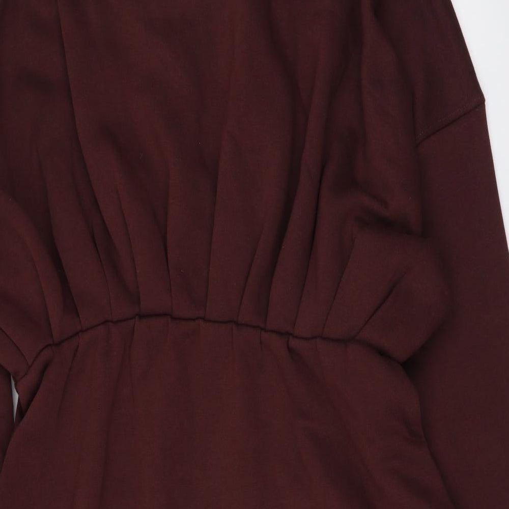 Missguided Womens Brown Polyester Mini Size 16 High Neck Zip