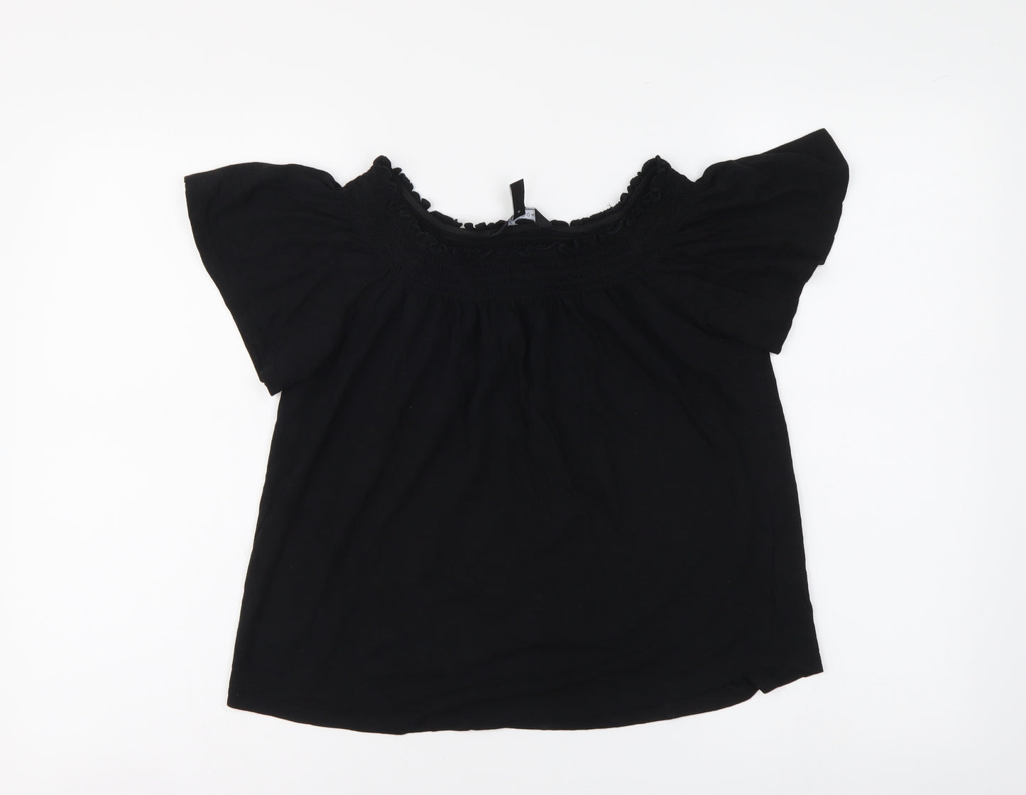 New Look Womens Black Modal Basic Blouse Size 8 Boat Neck