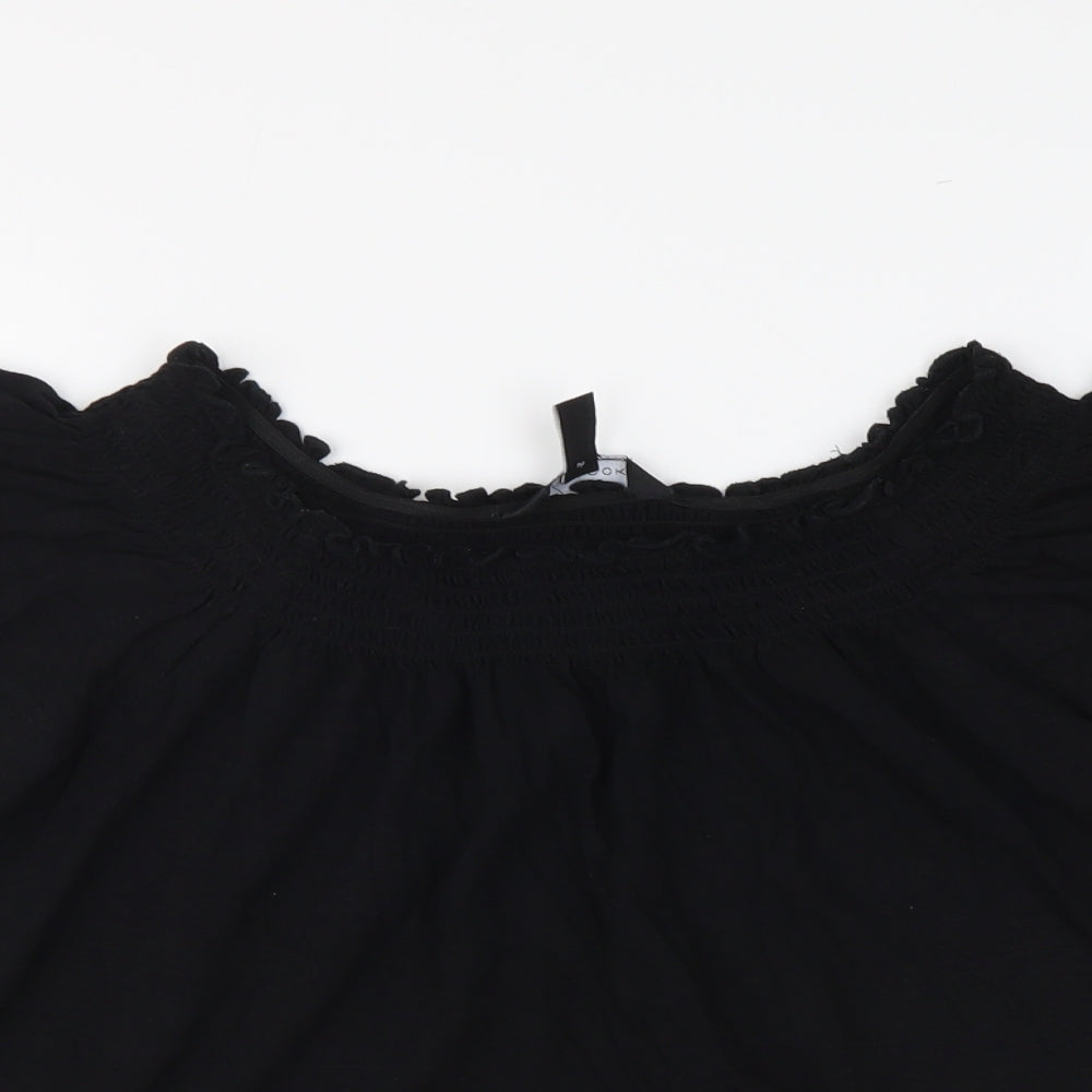 New Look Womens Black Modal Basic Blouse Size 8 Boat Neck