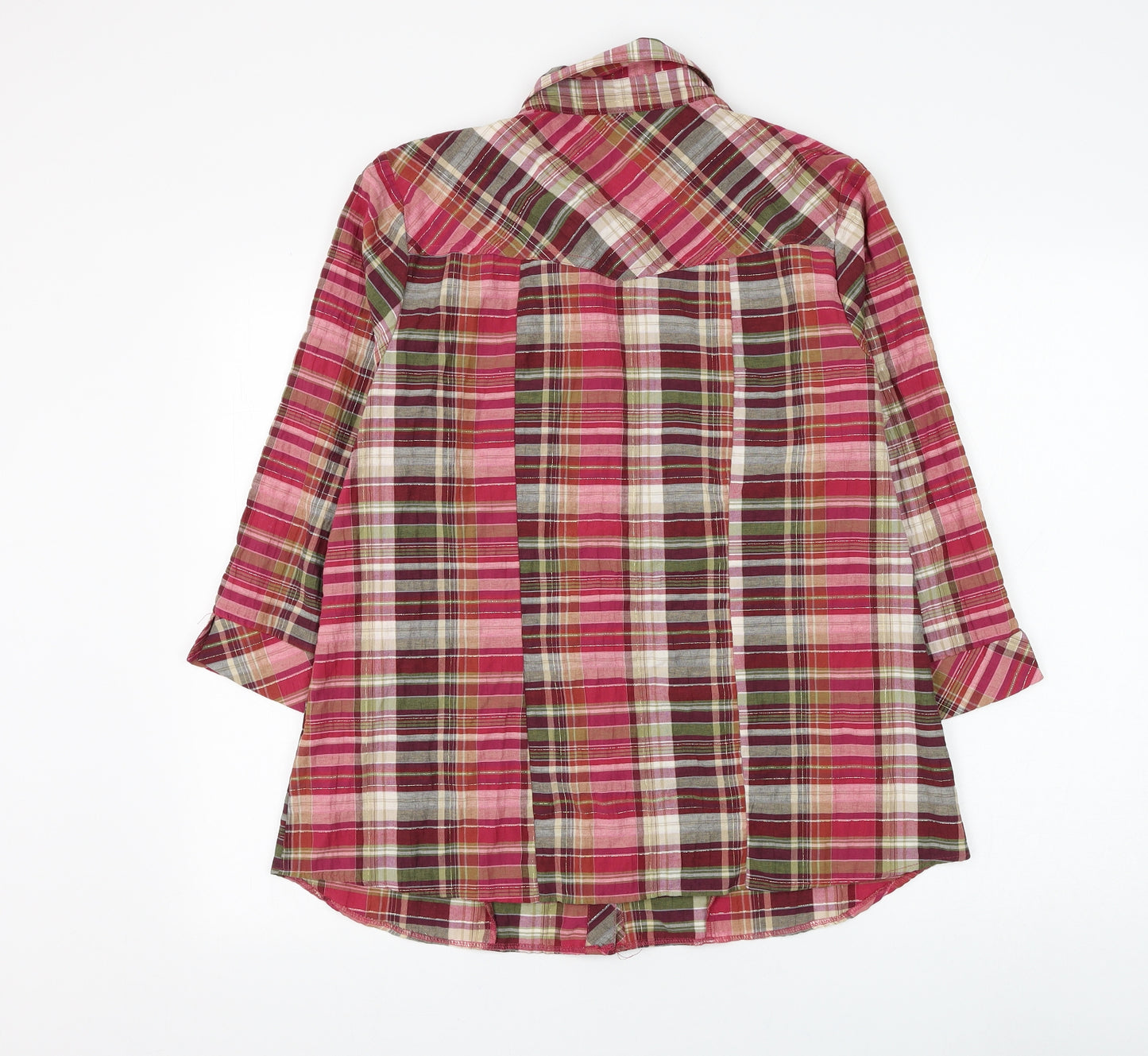 essence Womens Red Plaid Cotton Basic Button-Up Size 16 Collared